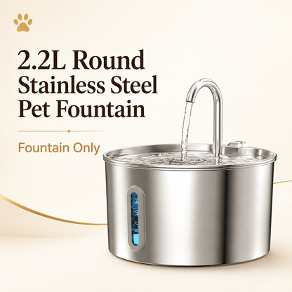 2.2L Quiet Stainless Steel Pet Fountain