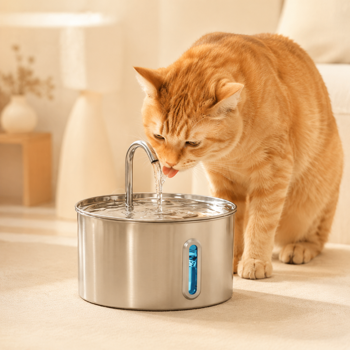 2.2L Quiet Stainless Steel Pet Fountain
