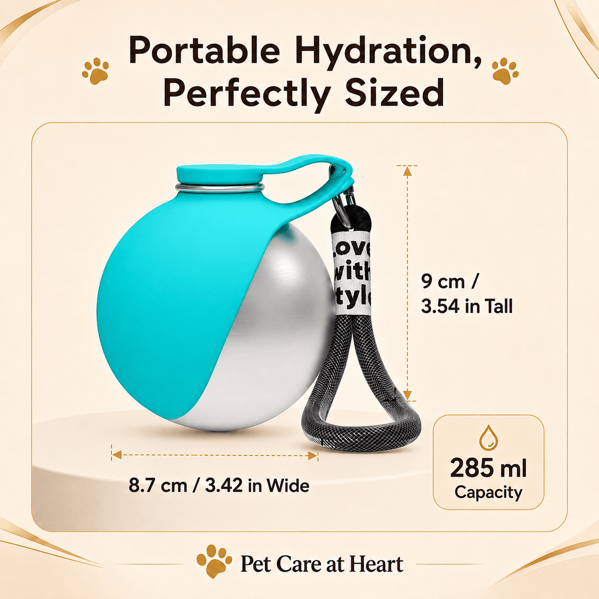 285ml Stainless-Steel Dog Water Bottle