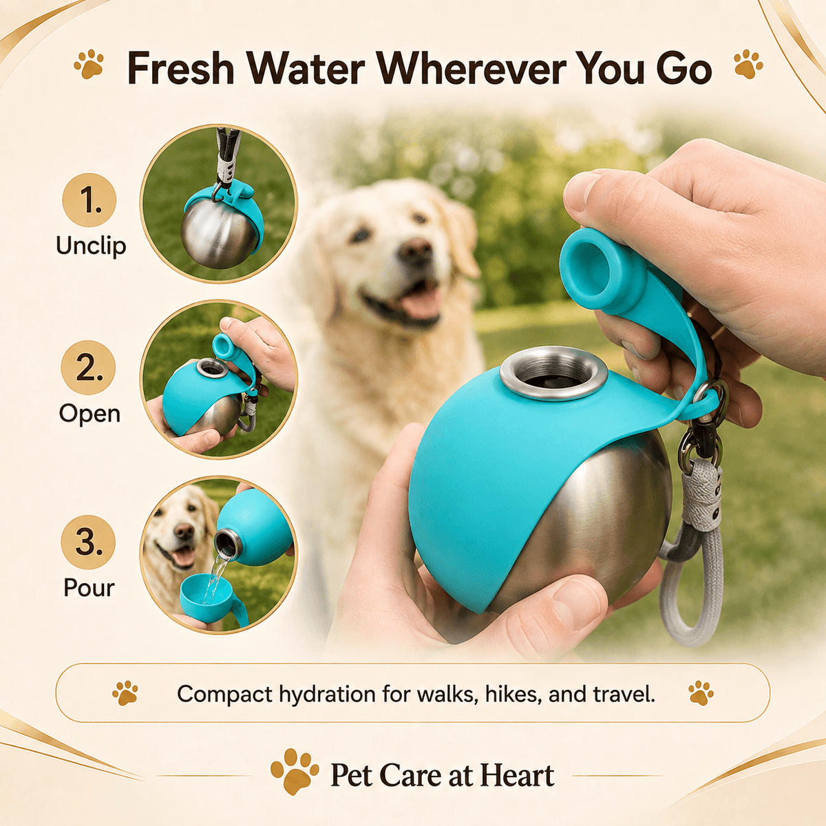 285ml Stainless-Steel Dog Water Bottle