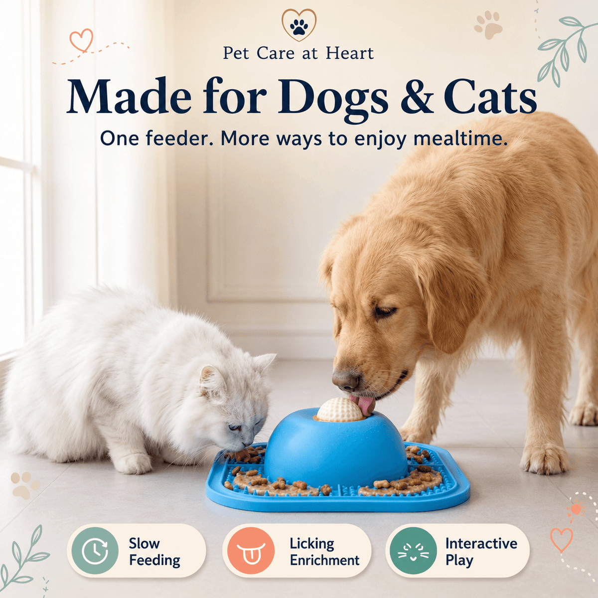2-in-1 Slow Feeder & Lick Mat Dog Bowl