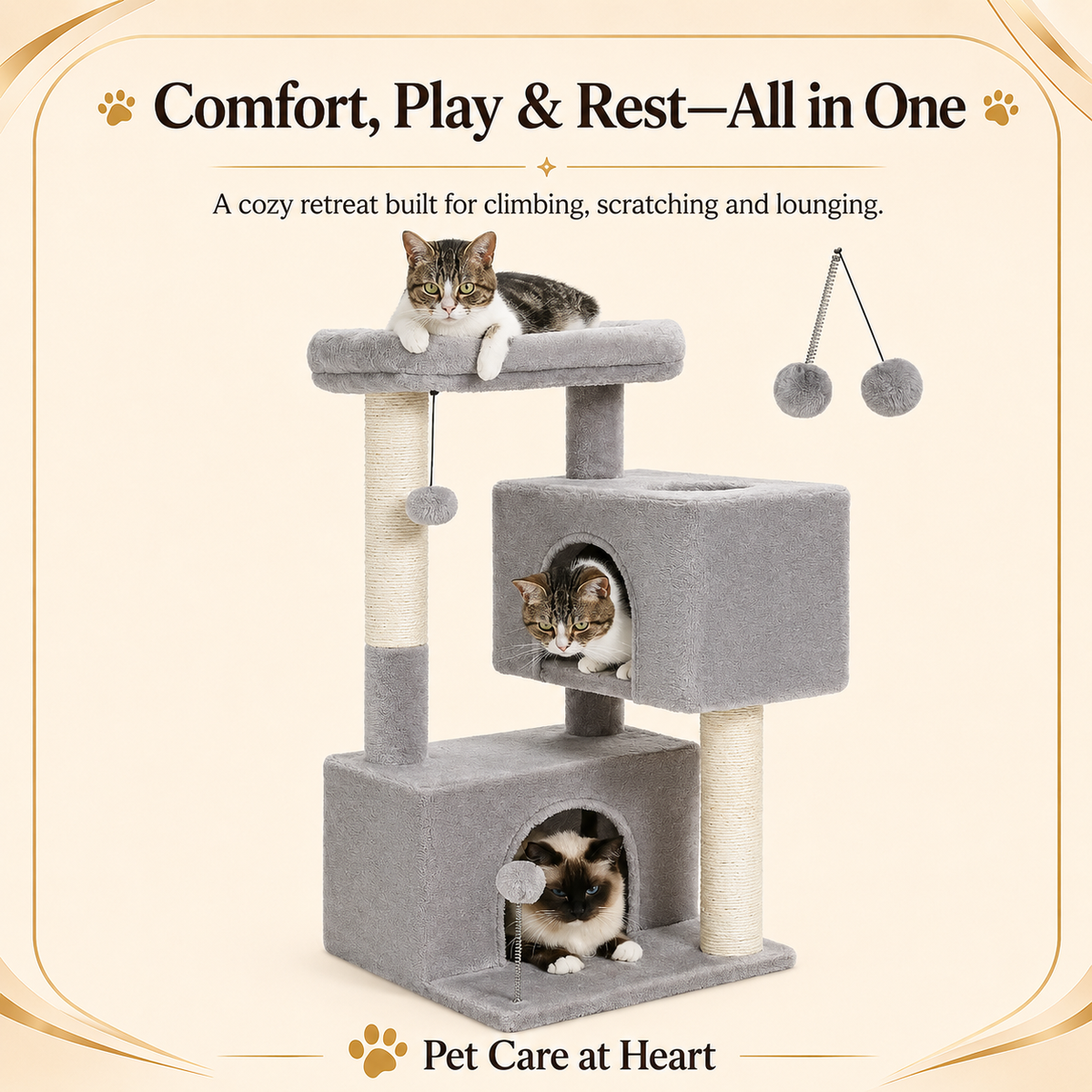 Large Cat Tower with Cozy Perch