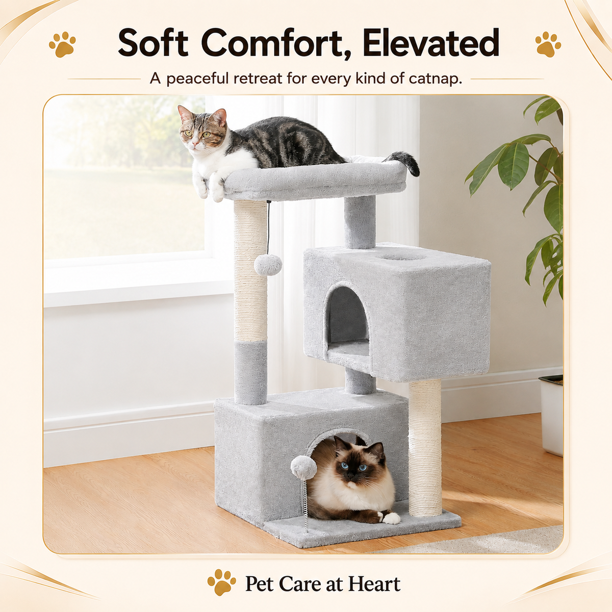 Large Cat Tower with Cozy Perch
