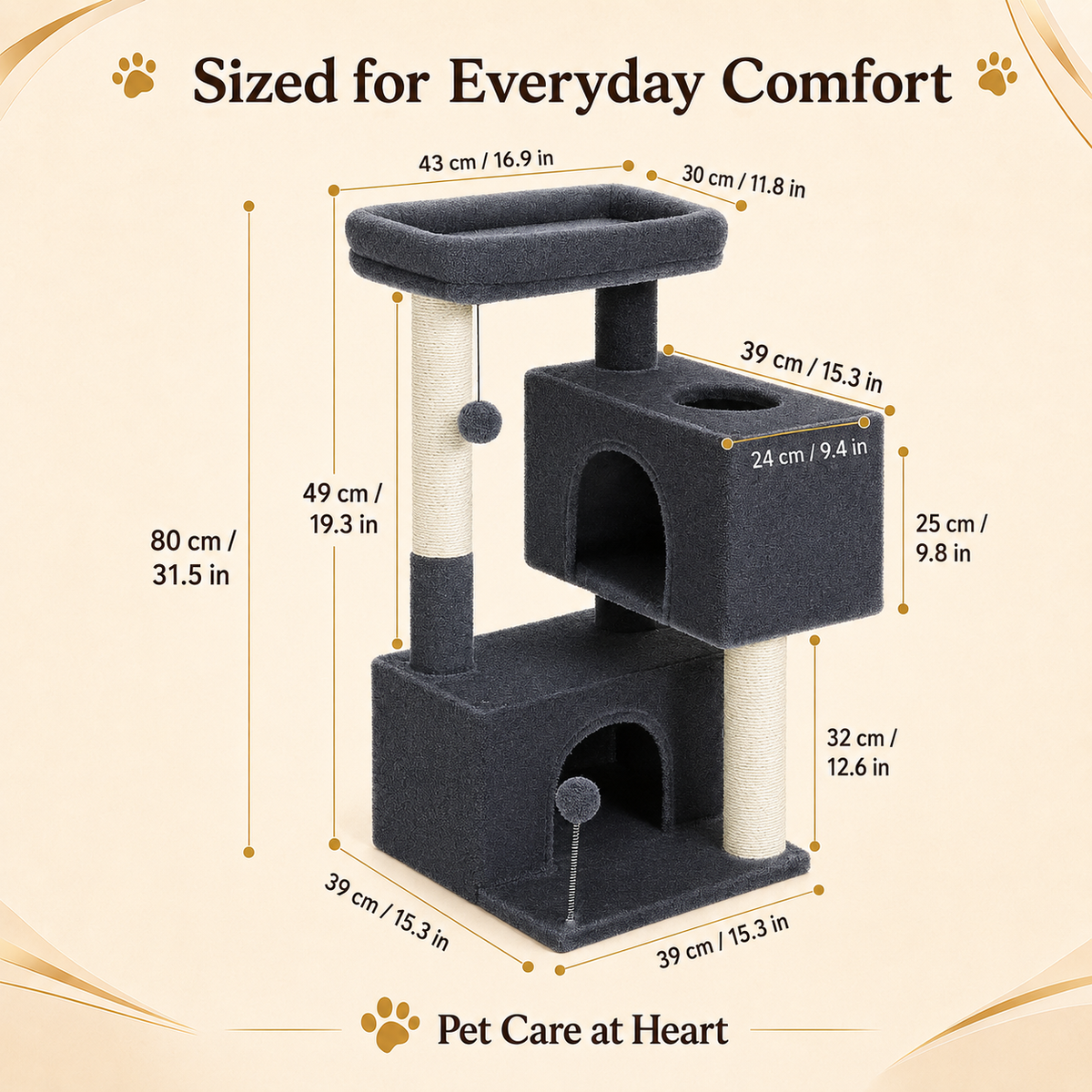 Large Cat Tower with Cozy Perch