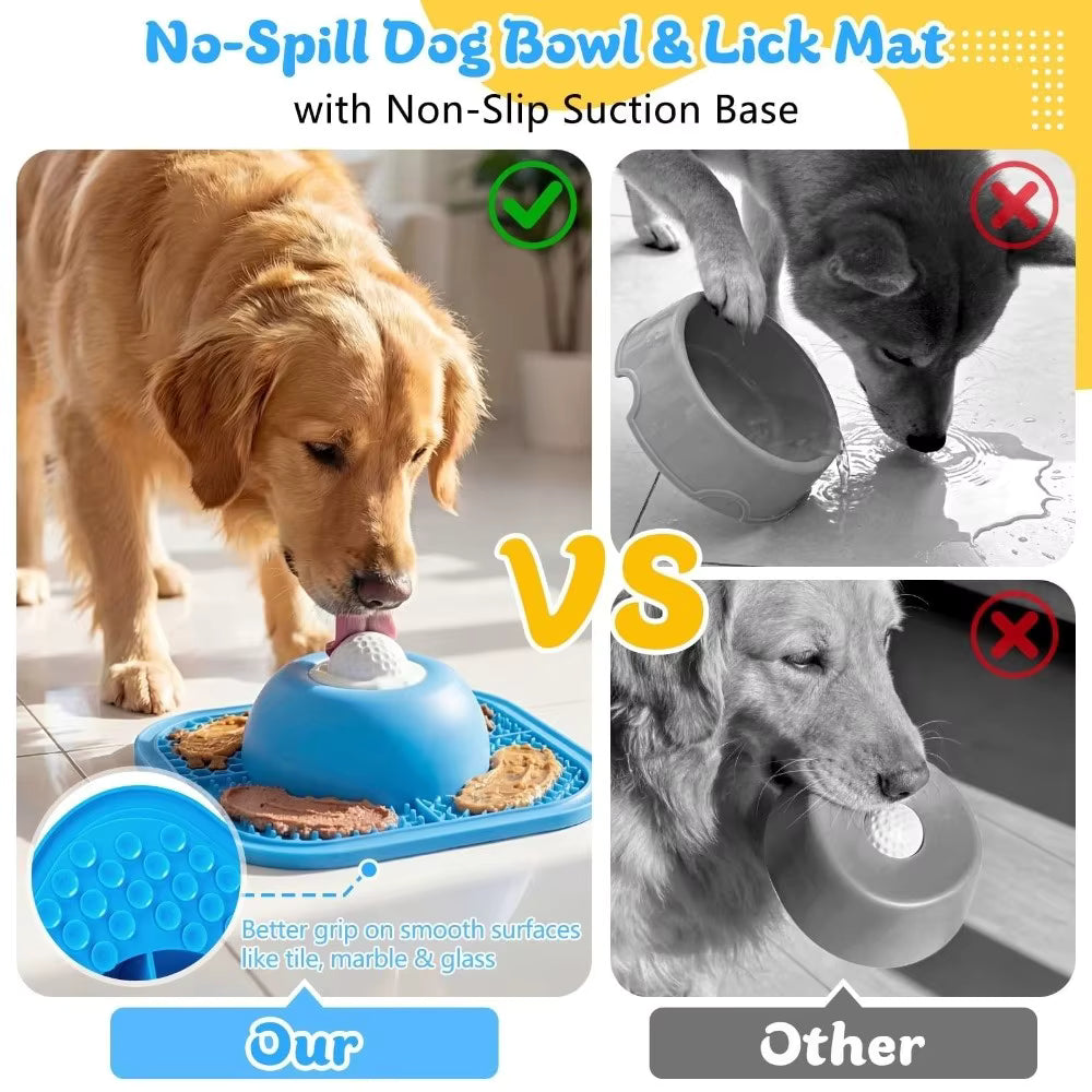 2-in-1 Slow Feeder & Lick Mat Dog Bowl