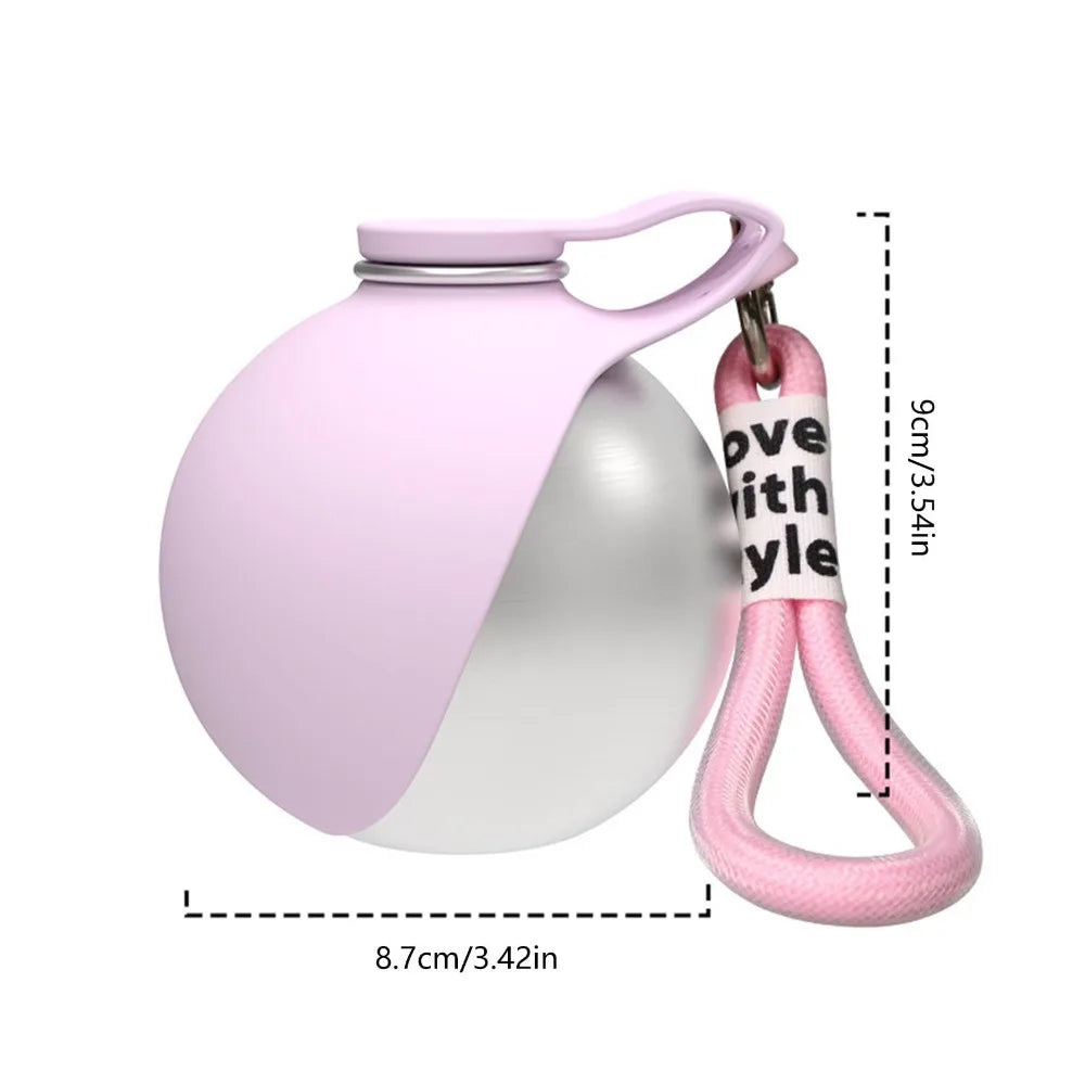 Dog Water Bottle with Removable Silicone Bowl,285Ml Stainless Steel Construction, Leak-Proof for Outdoor Activities like Walking