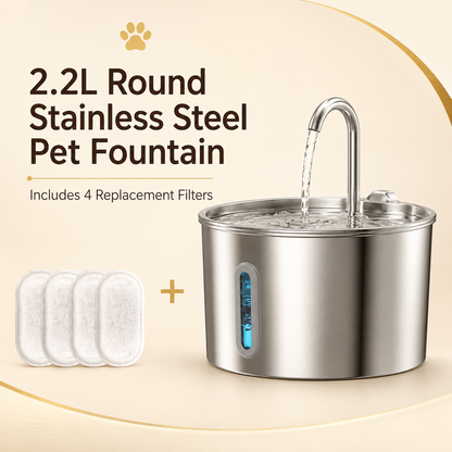 2.2L Quiet Stainless Steel Pet Fountain