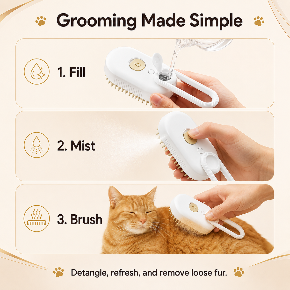 3-in-1 Rechargeable Pet Mist Brush