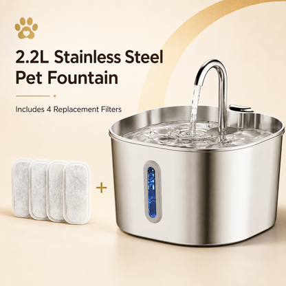 2.2L Quiet Stainless Steel Pet Fountain